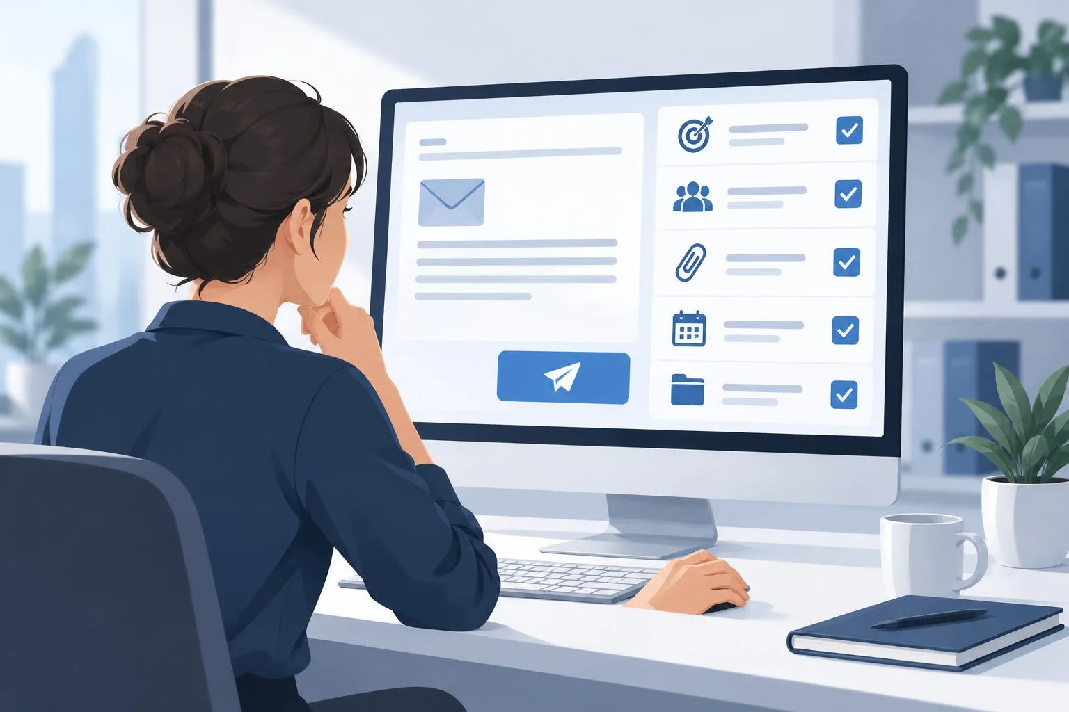 Documentación digital organizada con controles de versiones, permisos y privacidad antes de un envío por correo electrónico.